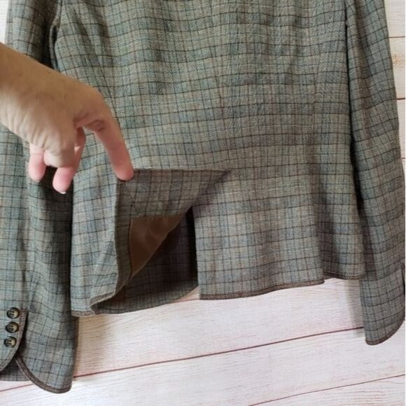 Laundry by Shelli Segal Wool Blend Ruffle Collar Plaid Lined Jacket Size 8 - Picture 5 of 9
